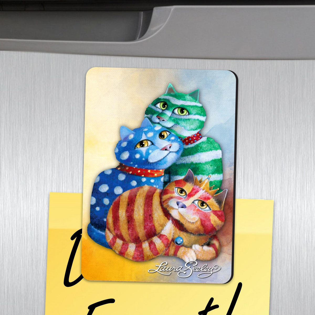 Gift Wrap Cats Shape Refrigerator Eco Wood Magnets Set of by Laura Seeley 3