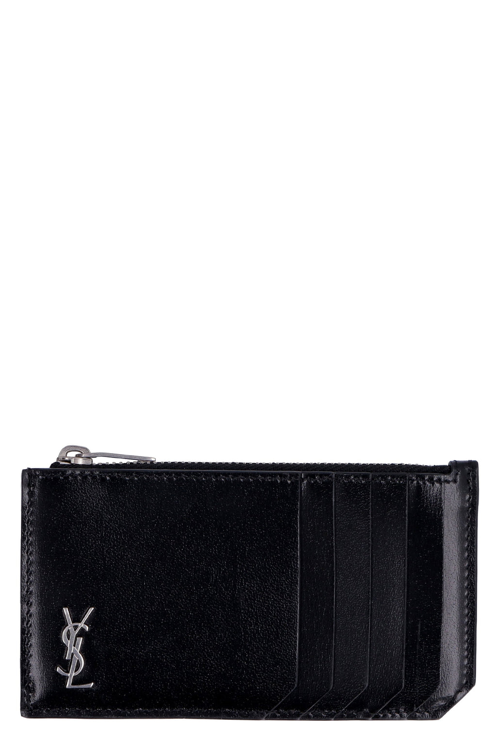 SAINT LAURENT Mini Monogram Zip Credit Card Holder