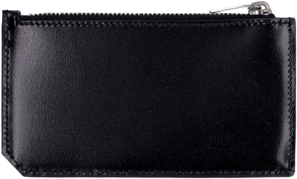 SAINT LAURENT Mini Monogram Zip Credit Card Holder