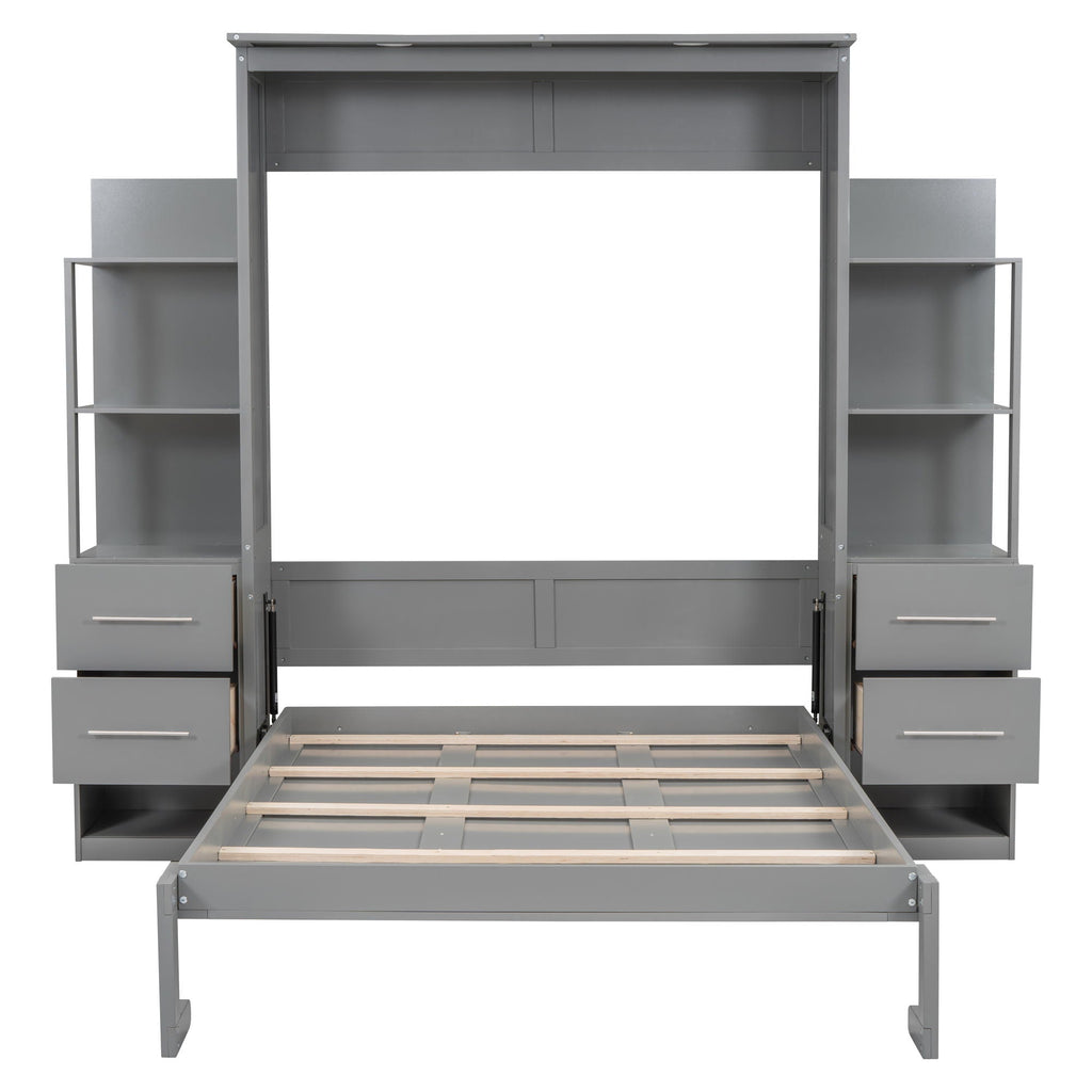 Murphy Wall Bed With LED Lights, Shelves And Drawers