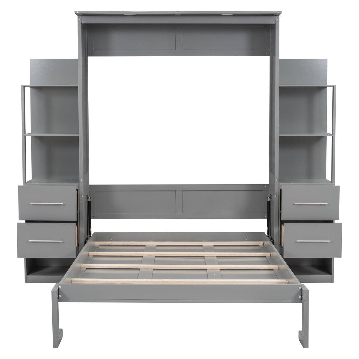 Murphy Wall Bed With LED Lights, Shelves And Drawers