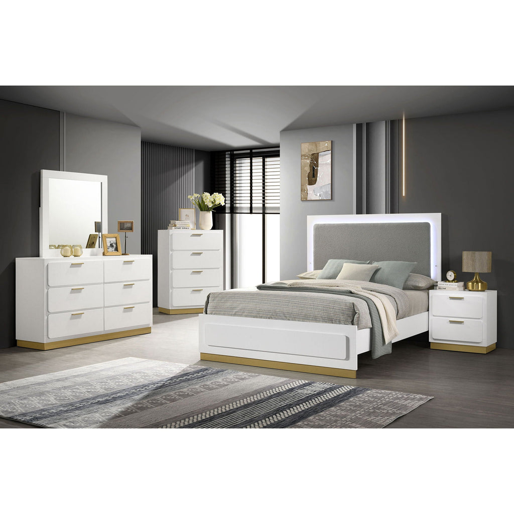 Sophia - Panel Bed With LED Headboard