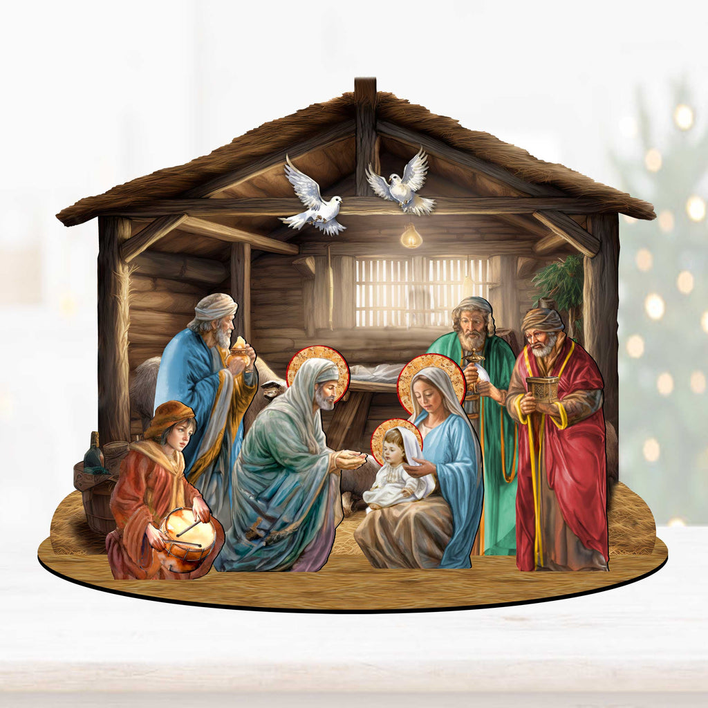 Nativity Scene Decorative Village Eco Wood Set by G. Debrekht Nativity Holiday Decor - 852763