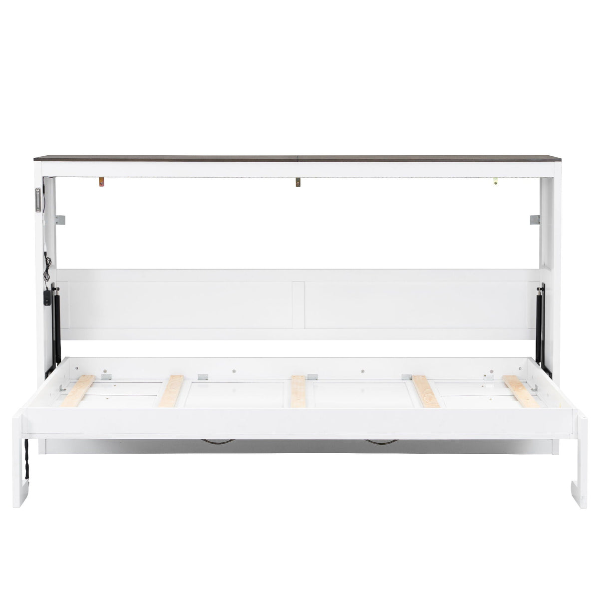 Murphy Bed With LED Light, Foldable Wall Bed Cabinet