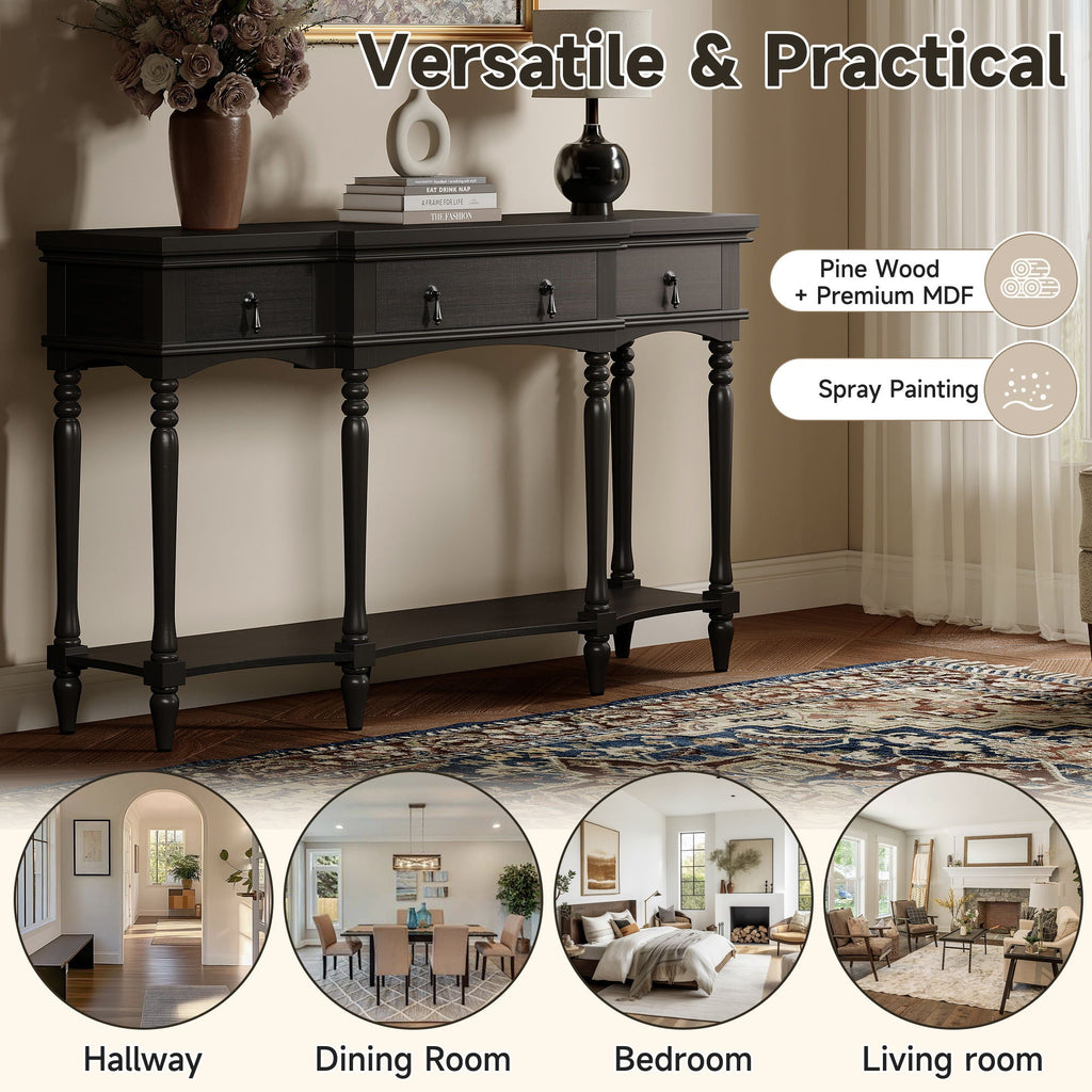 Retro Console Table With 3 Soft Close Drawers