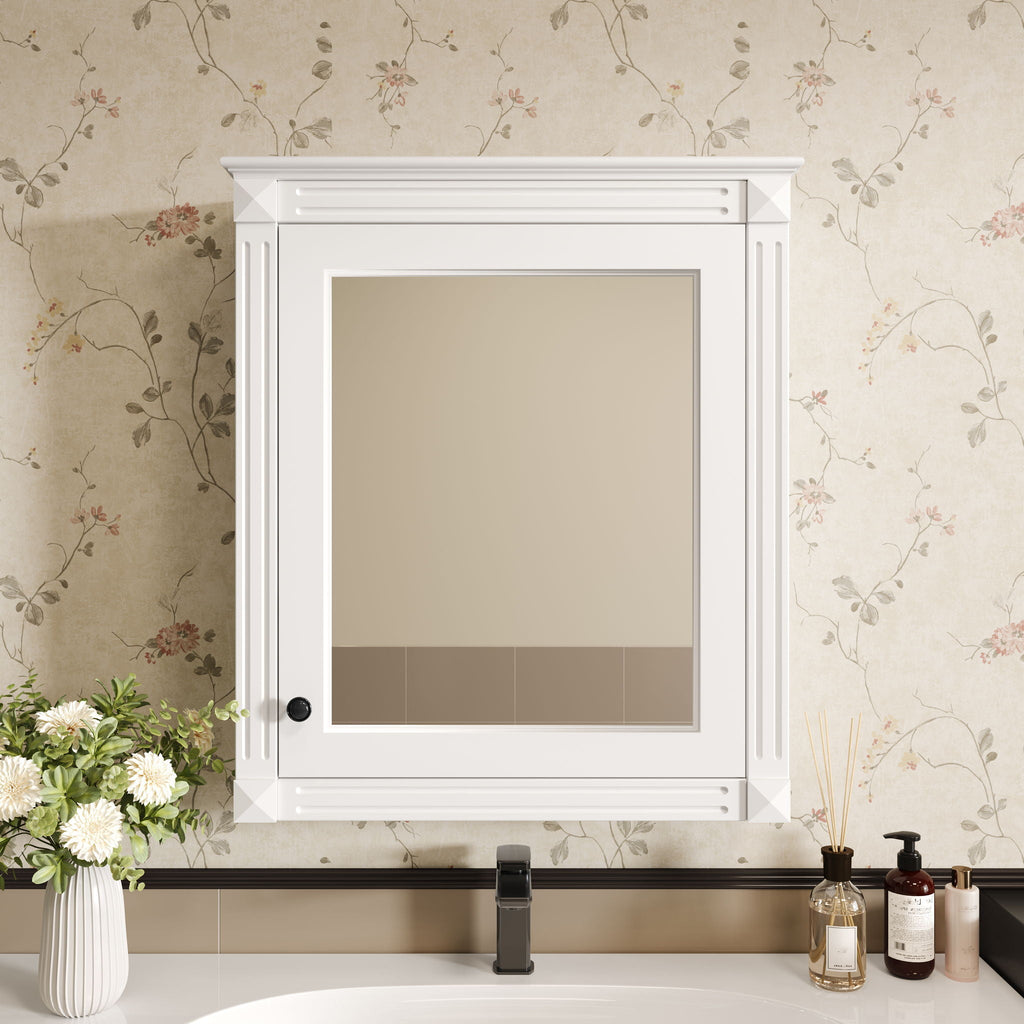 Wall Mounted Bathroom Storage Cabinet With Mirror, Medicine Cabinet With Height Adjustable Shelf