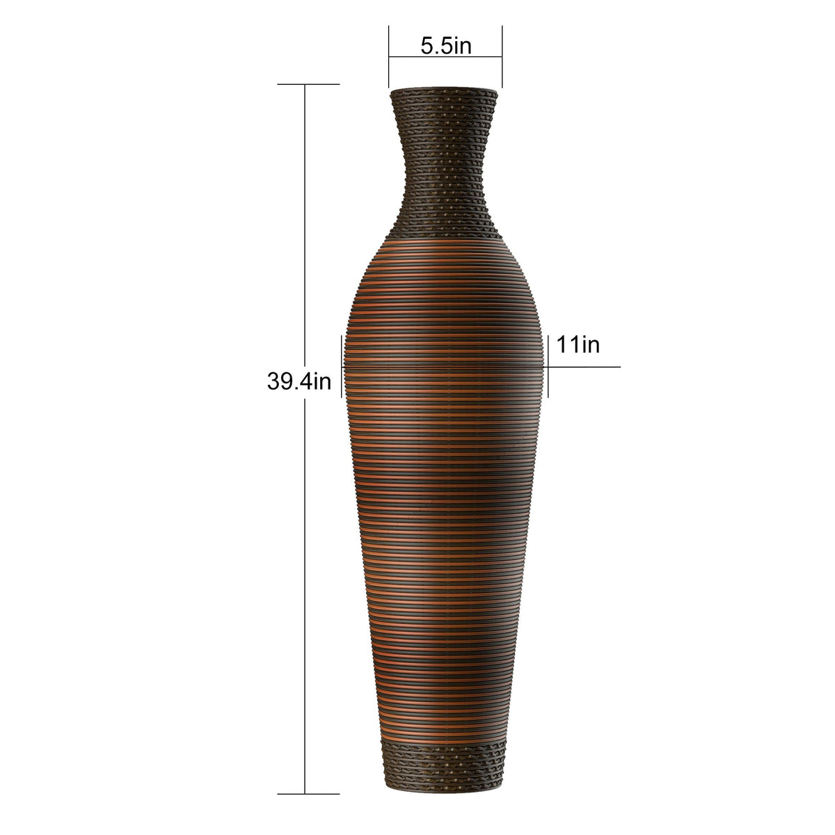 Tall Standing Designer Floor Vases With Elegant 2 Tone Finishes Ideal For Decorating Living Rooms, Bedrooms, Entryways Perfect For Decorating Your Home - Black / Gray