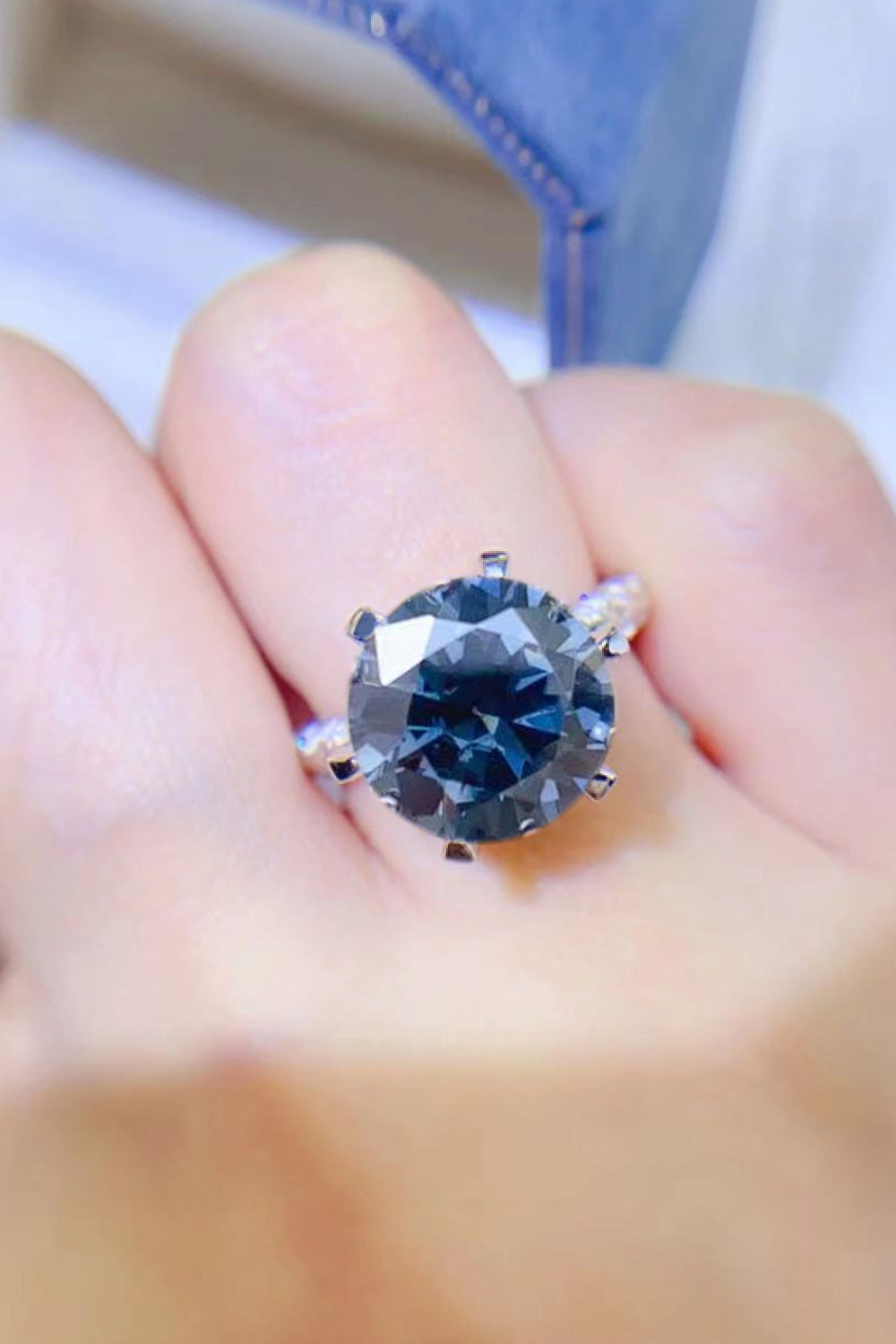 5 Carat Cobalt Blue Blue Brilliant Round Cut Sparkala™ Platinum Over Pure Sterling Silver Ring
