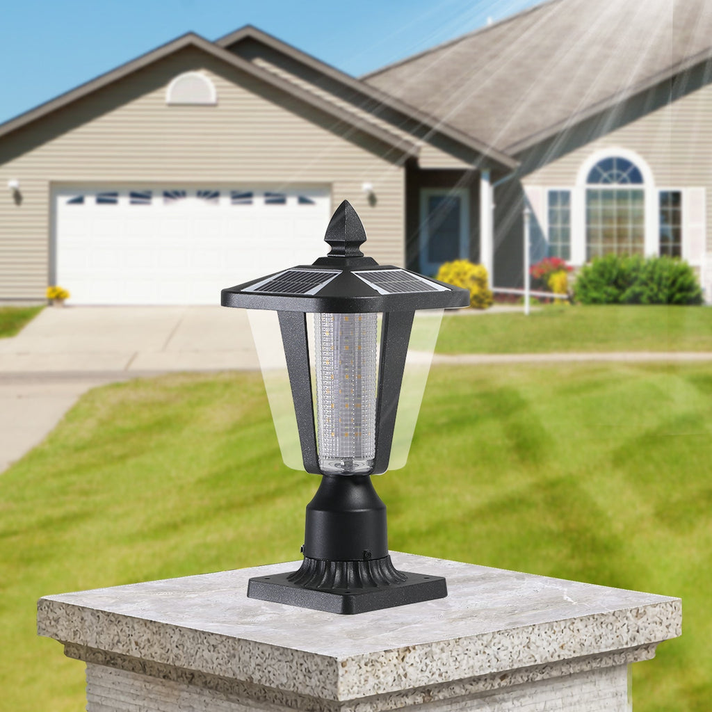 15' Solar Powered Outdoor Lantern, Modern Garden Light with LED (2-Pack)