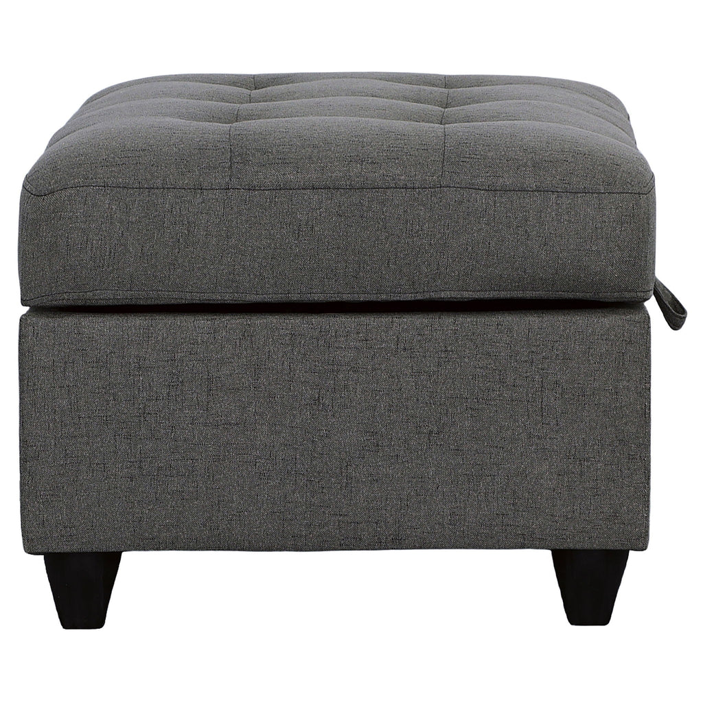 Storage Ottoman With Tufted Design - Gray