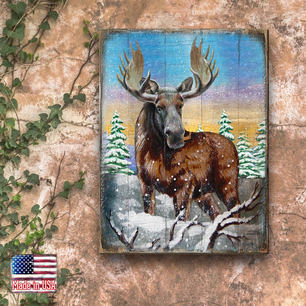 Moose Art Wooden Wall Art by Nature Wonders - Nature Wildlife Decor  - 95216B