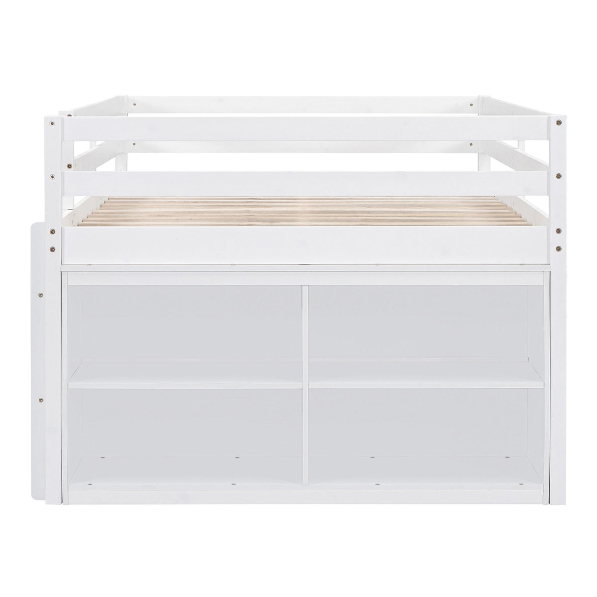 Loft Bed With Retractable Writing Desk And 4 Drawers, With Lateral Portable Desk And Shelves
