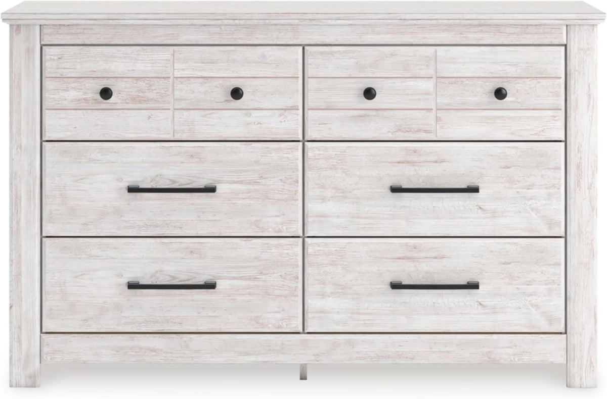 Signature Design by Ashley Allihauser Farmhouse 6-Drawer Dresser with Safety Stop, Whitewash