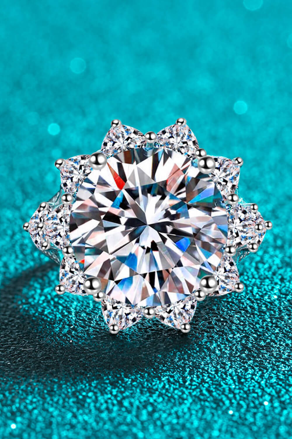 10 Carat Sparkala™ Flower-Shaped Ring (Rhodium Over Pure Sterling Silver)