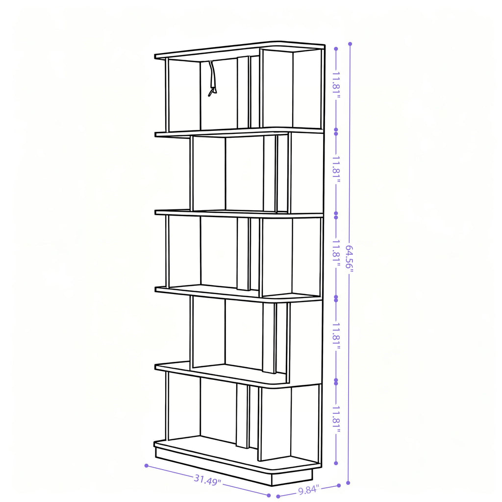 Modern 5 Tier Open Storage Bookcase