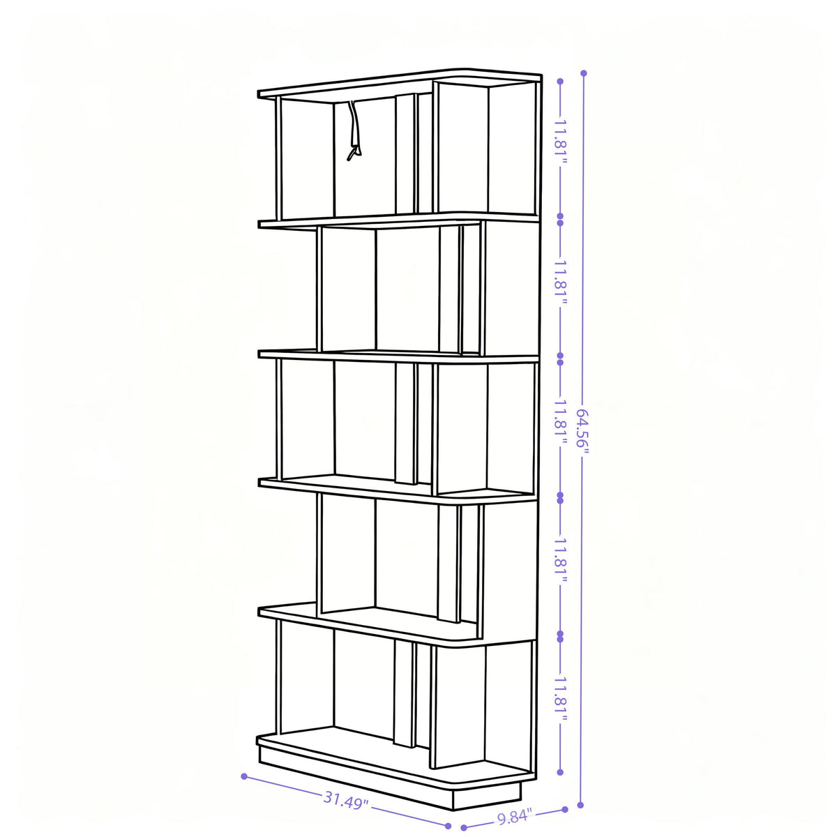 5 Tier Open Bookshelf, Free Combination Storage Shelving For Living Room - Dark Brown