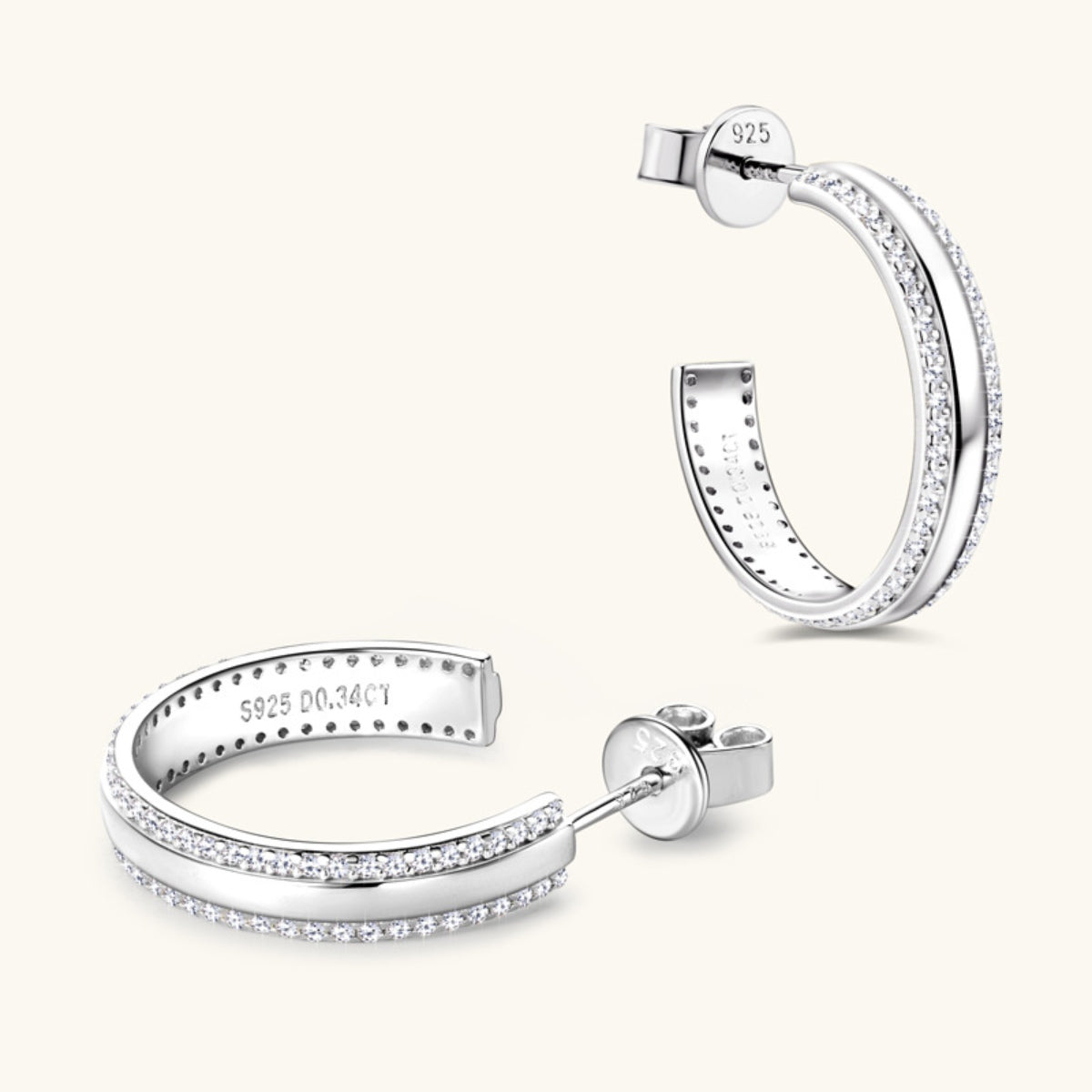 Pure Sterling Silver Inlaid Sparkala™ C-Hoop Earrings
