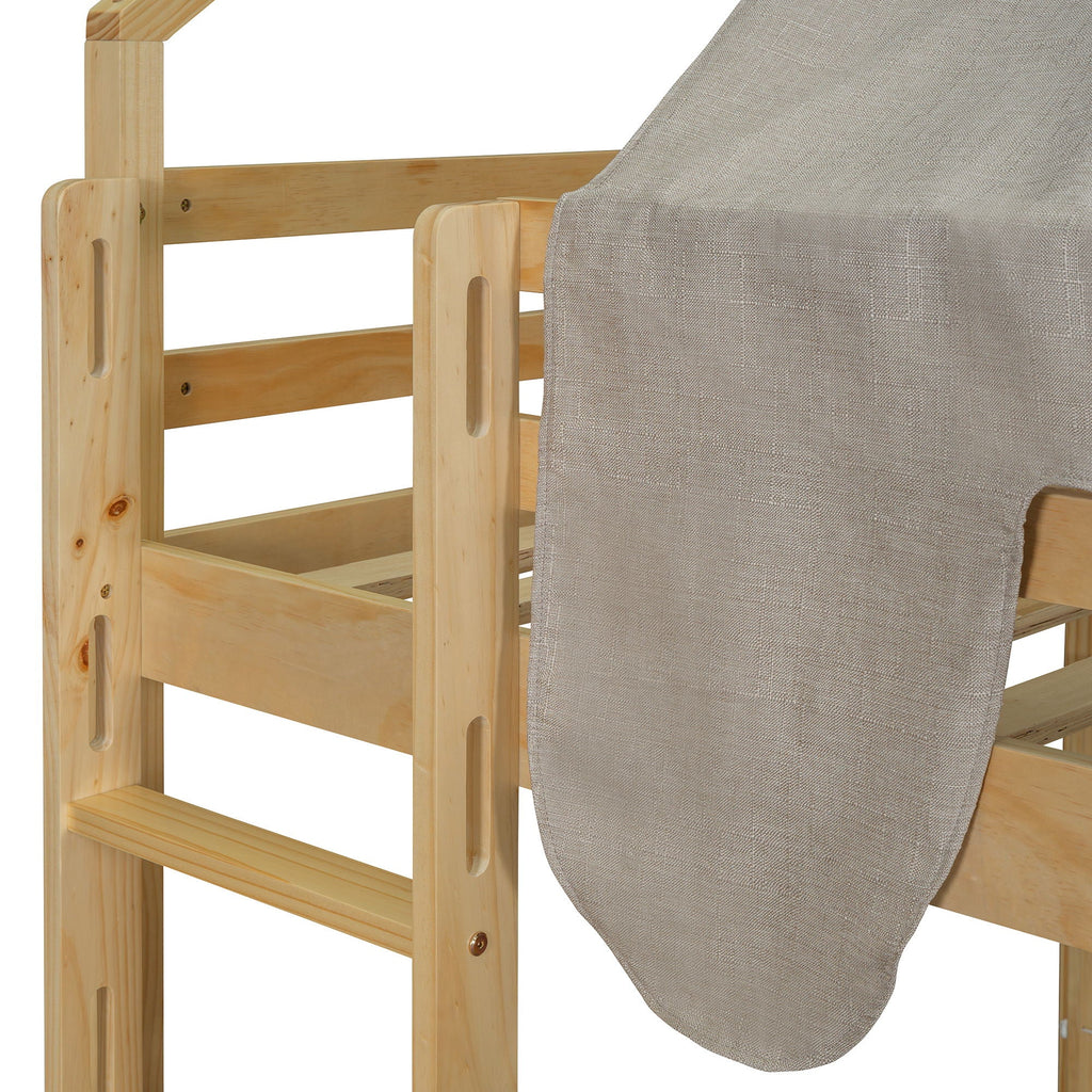Loft Bed With House Shaped Frame And Tent