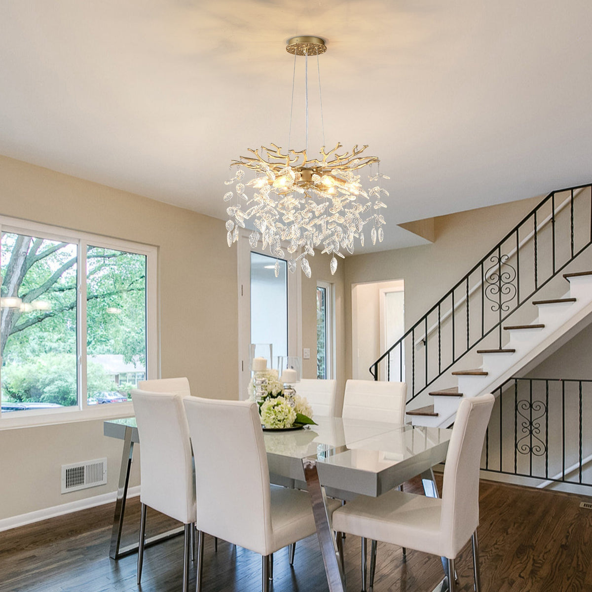 6-Light Chandelier Crystal Ceiling Lamp - Gold Finish
