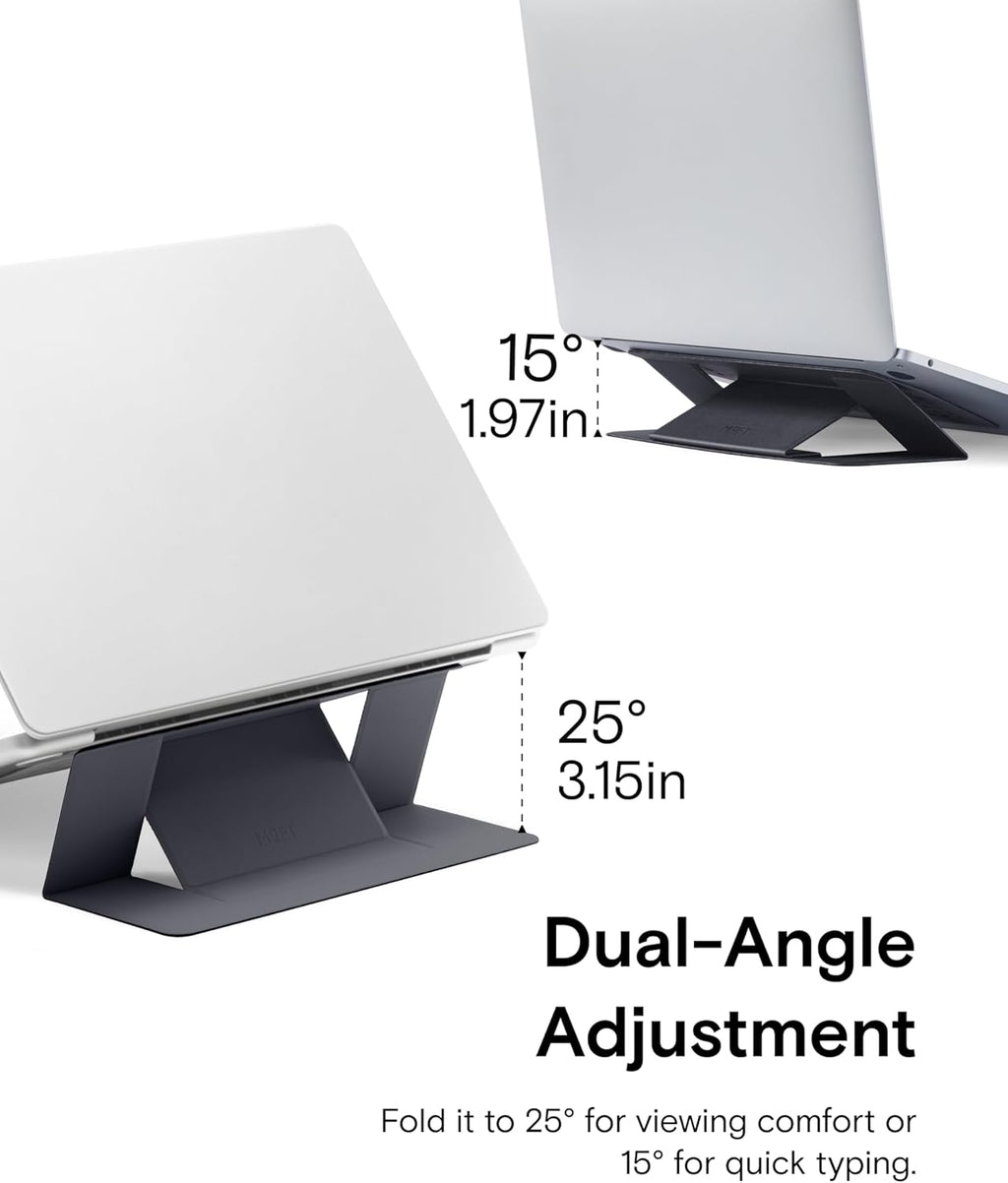 Laptop Stand for Desk, Adhesive Macbook Computer Stand with 2 Adjustable Viewing Angles, Foldable and Portable Laptop Riser Compatible with 11"-16" Laptops, Black(Adhesive Version)