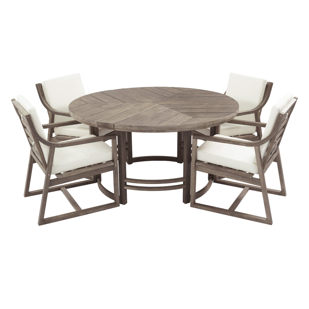 Outdoor Dining Set 5-Piece Patio Table and Chairs with Umbrella Hole