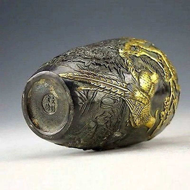 Gold‑Plated Copper Flower & Bird Vase – Chinese Vintage‑Style Decorative Pot (20 cm)
