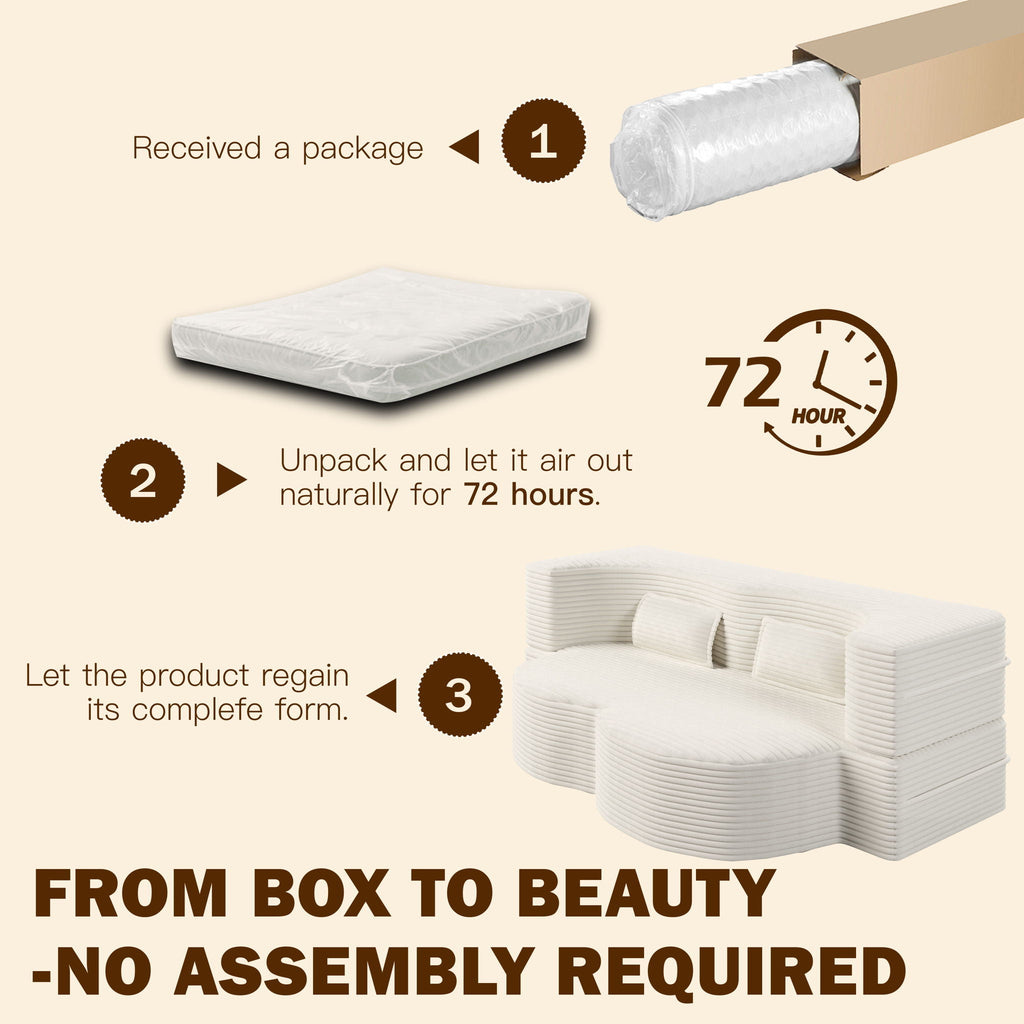 Floor Sofa With 2 Pillows, Convertible Twin Size Mattress For Living Room