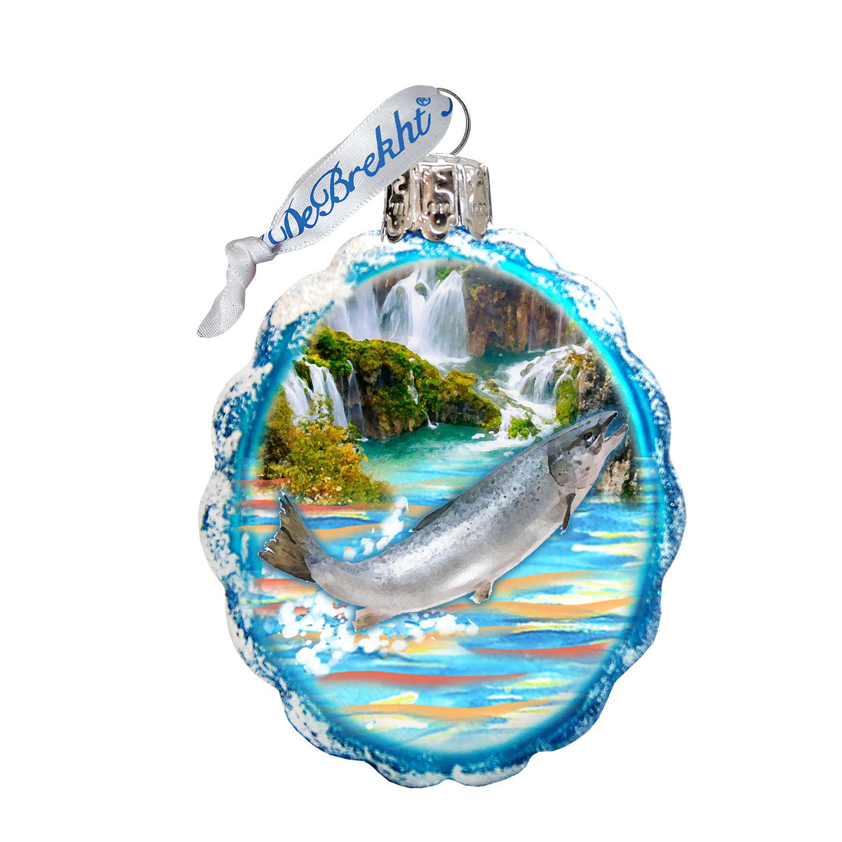 Salmon Mercury Glass Ornament by G. DeBrekht - Wildlife Holiday Decor - 771055