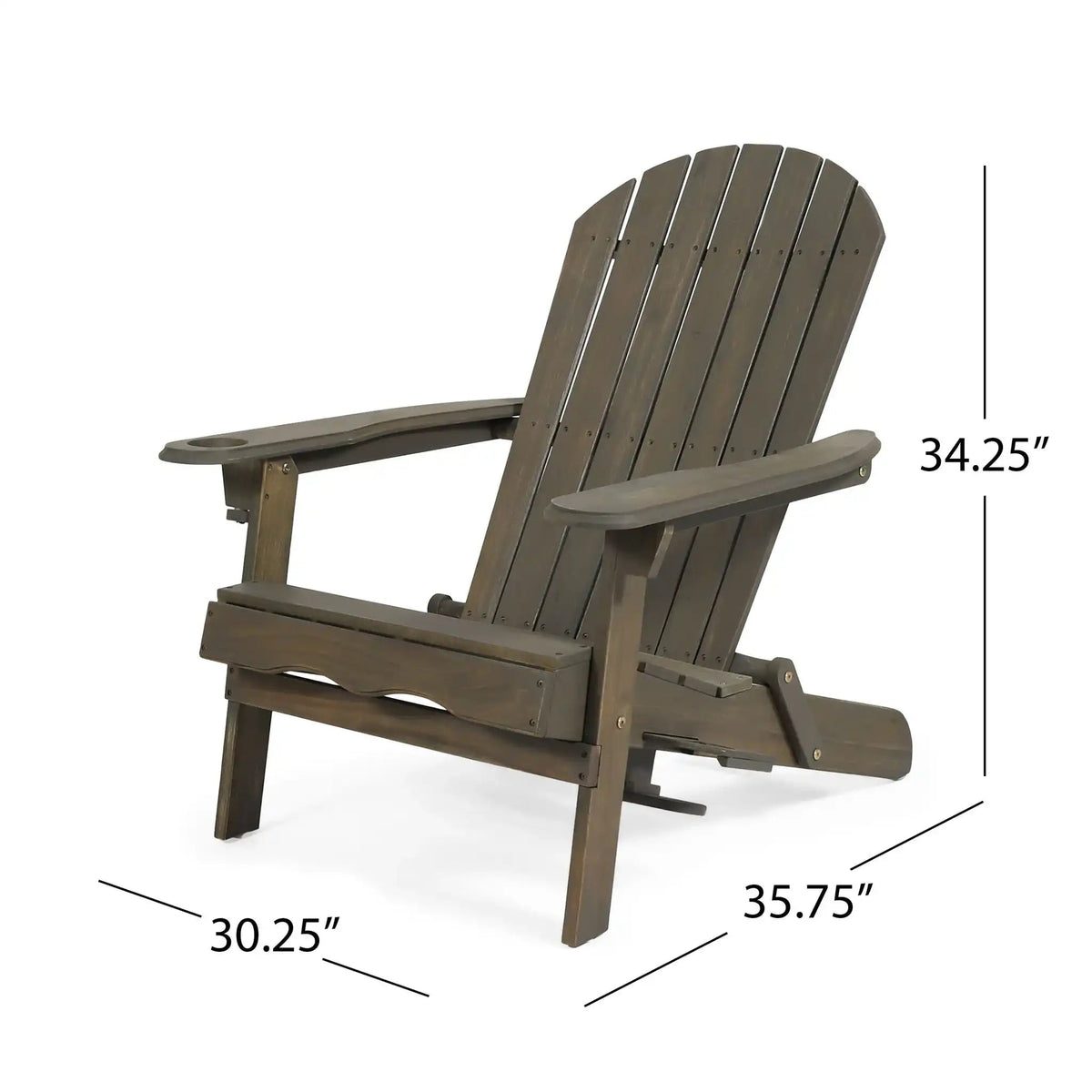 Zenithia Outdoor Foldable Adirondack Chair With 2 Cup Holders