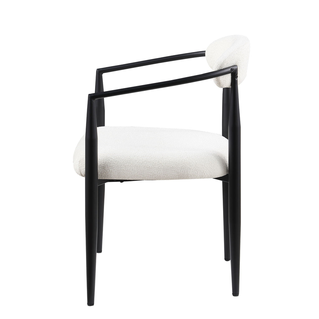 Dining Chairs (Set of 2), Mid-Century Modern Dining Chairs, Kitchen Dining Room Chairs, Round Boucle Backrest Sherpa Dining Chair With Metal Legs