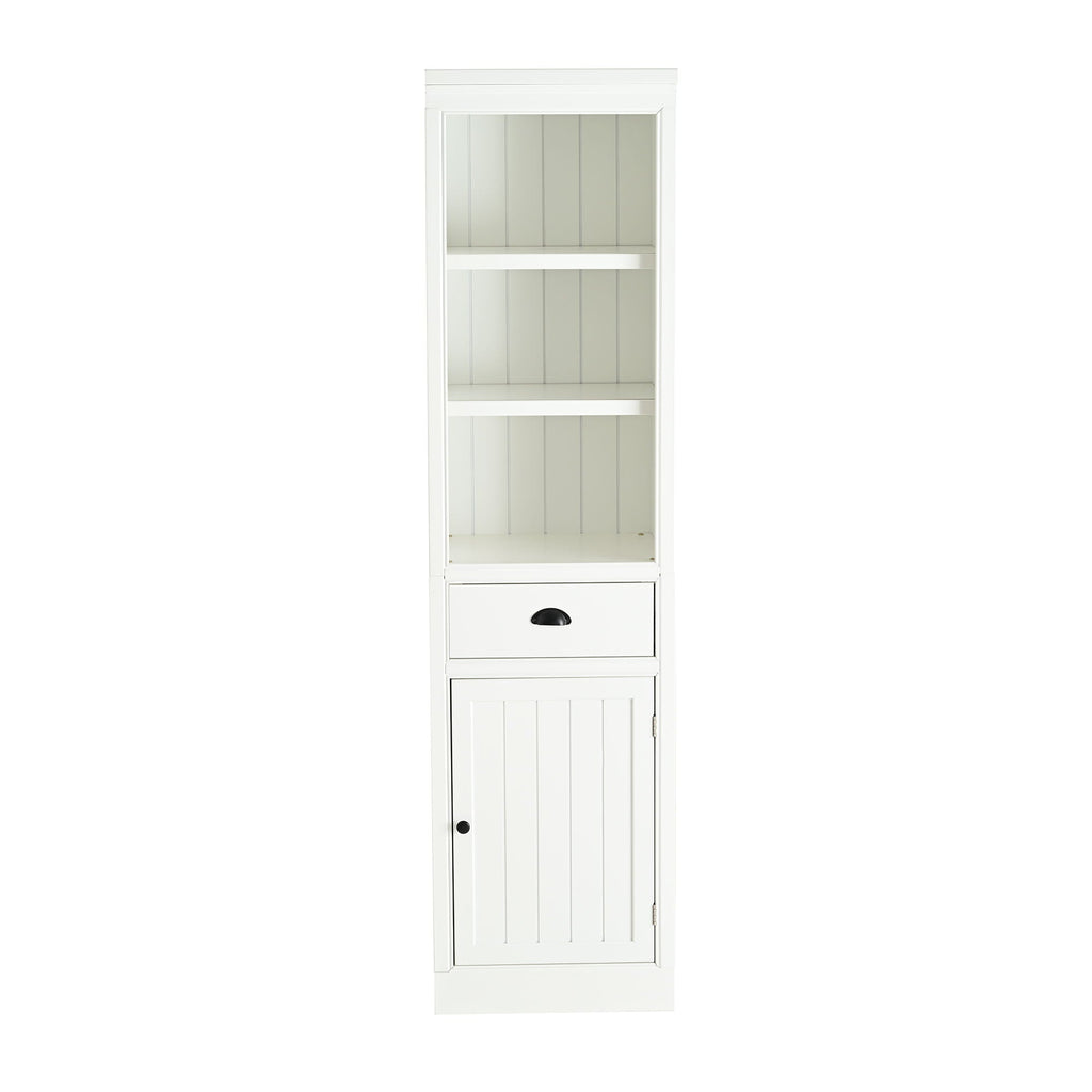 Retro Style 75'' Tall Display Shelf With Cabinet For Hallways Living Room Kitchen - White