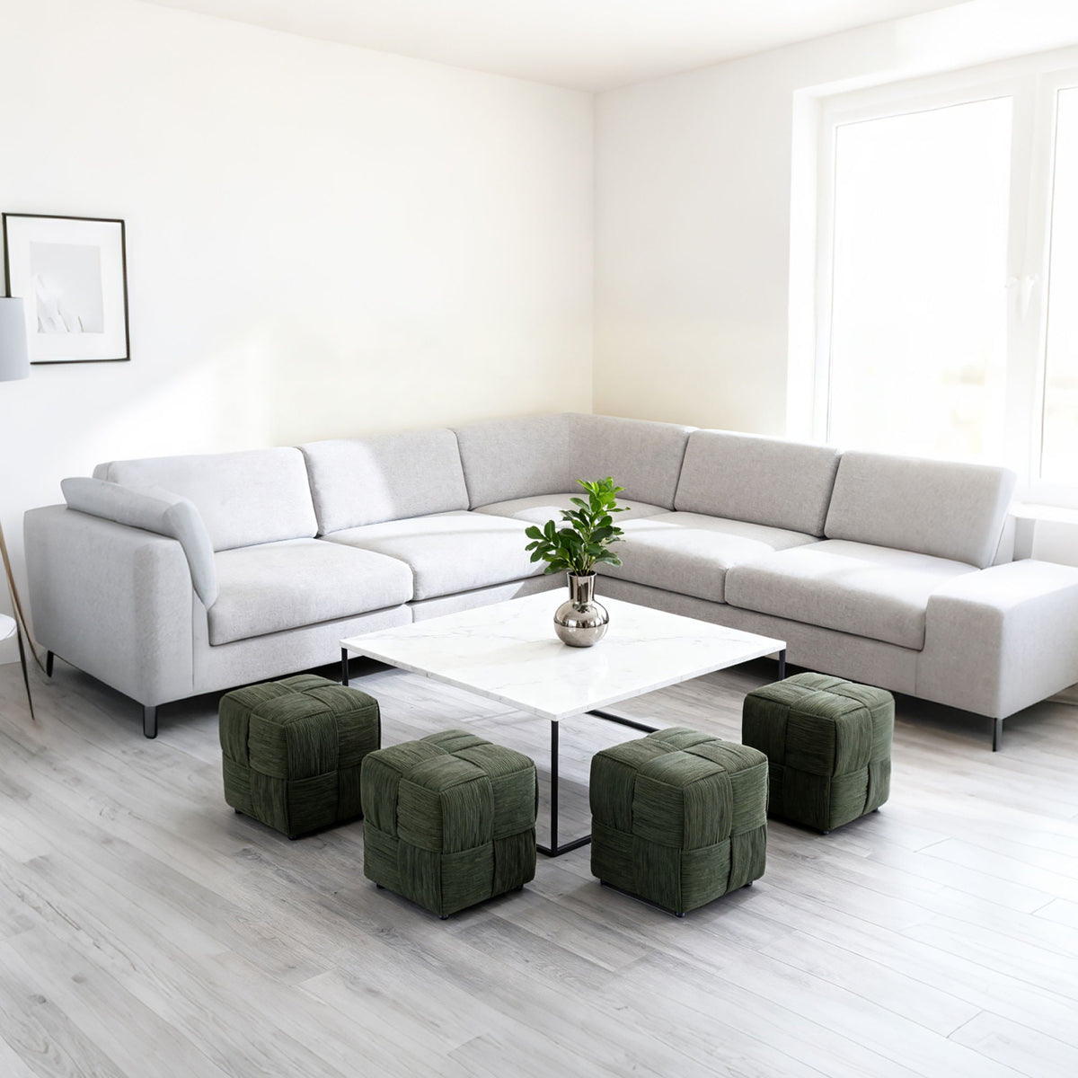Modern Ottoman Foot Rest With Woven Design