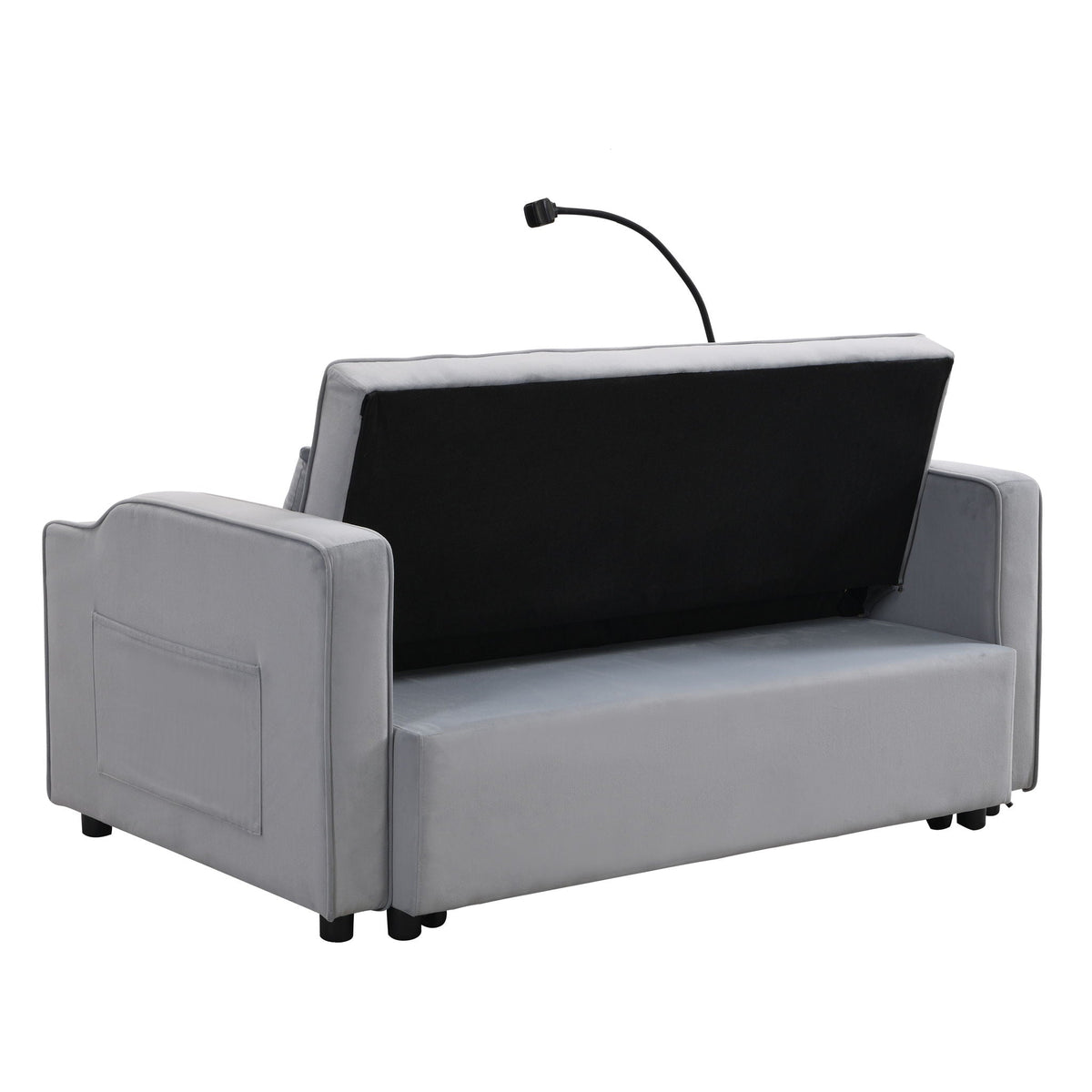 Modern Loveseat Futon Sofa With Pullout Bed, Adjustable Reclining Backrest, Toss Pillows