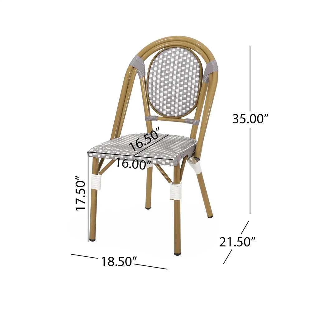 Outdoor Rattan and Aluminum French Bistro Chair Set