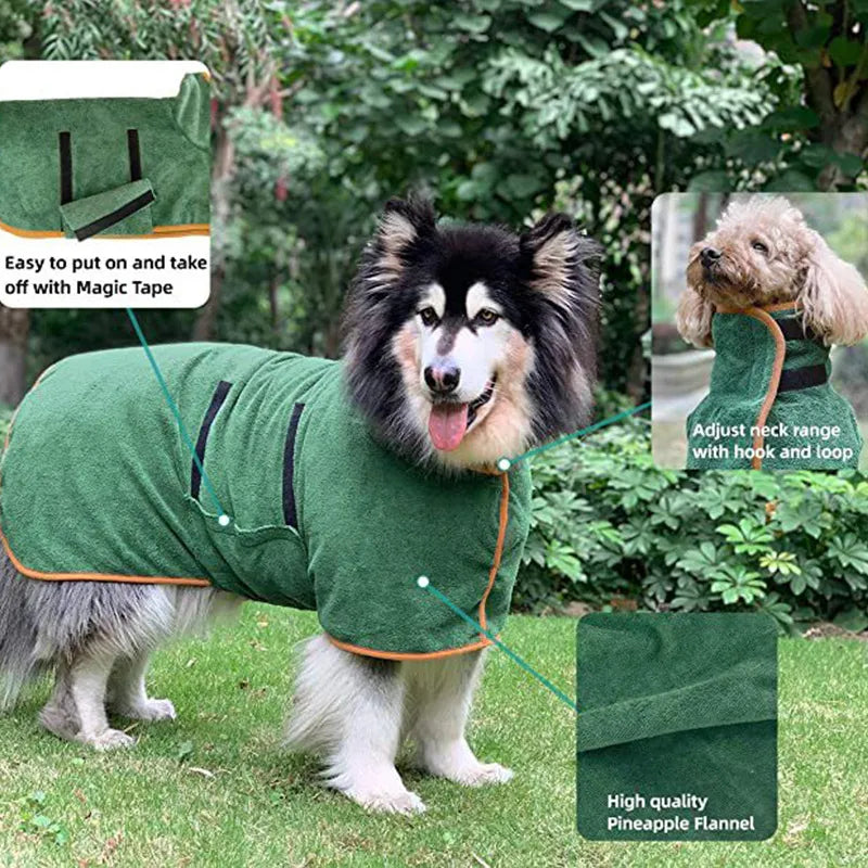 Microfiber Pet Bathrobe | Fast-Drying Dog Towel Robe