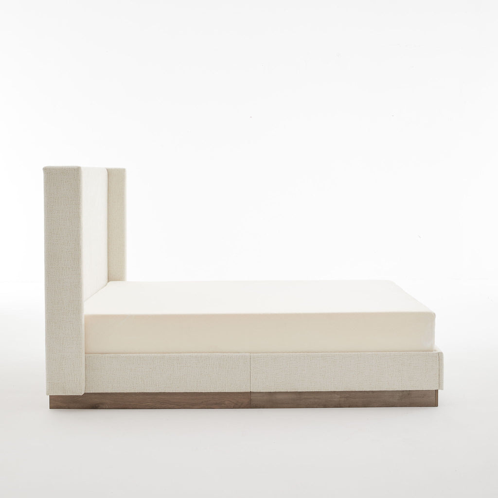 Hosford - Minimalist Upholstered Wingback Bed With Wood Base Platform