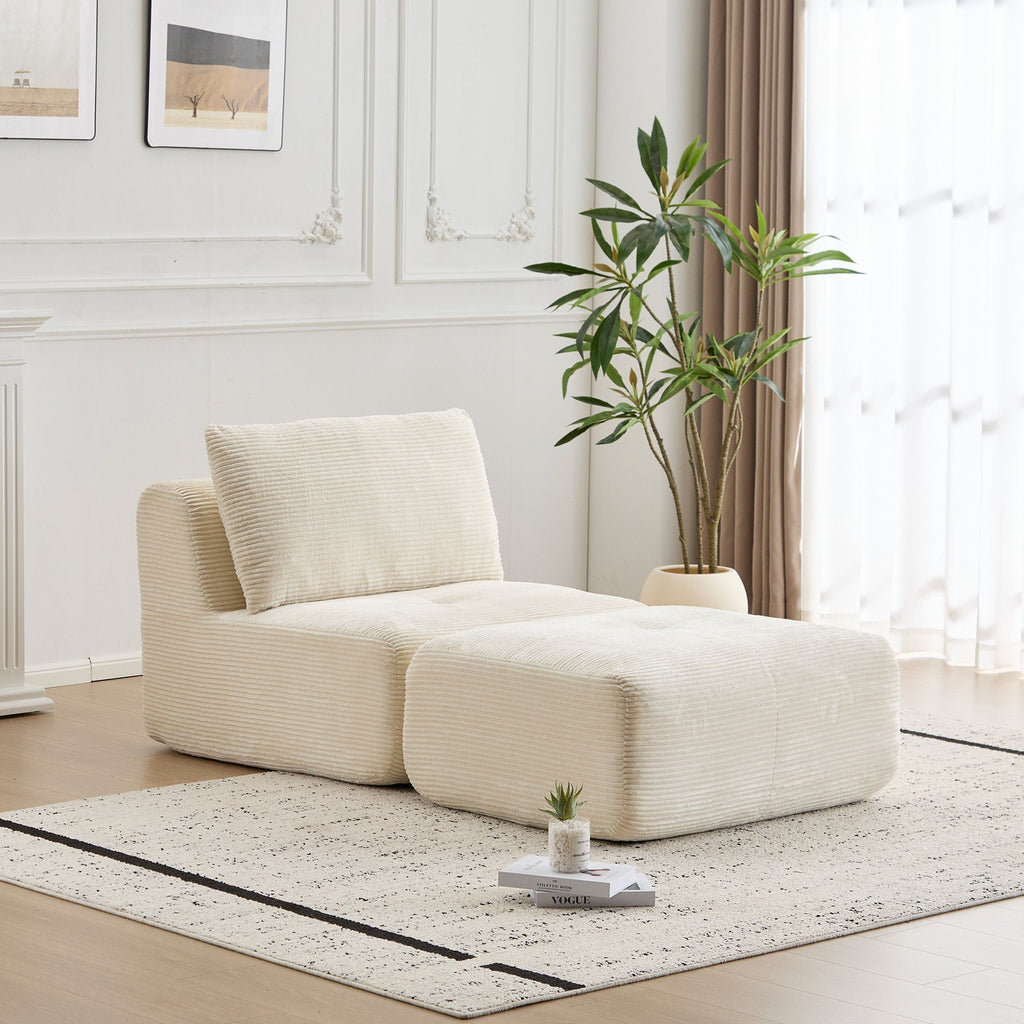 Single Chaise Longue With Movable Ottoman For Living Room