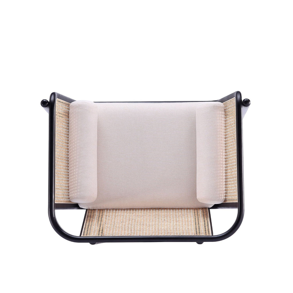 Versailles - Accent Armchair With Rattan Frame - Cream