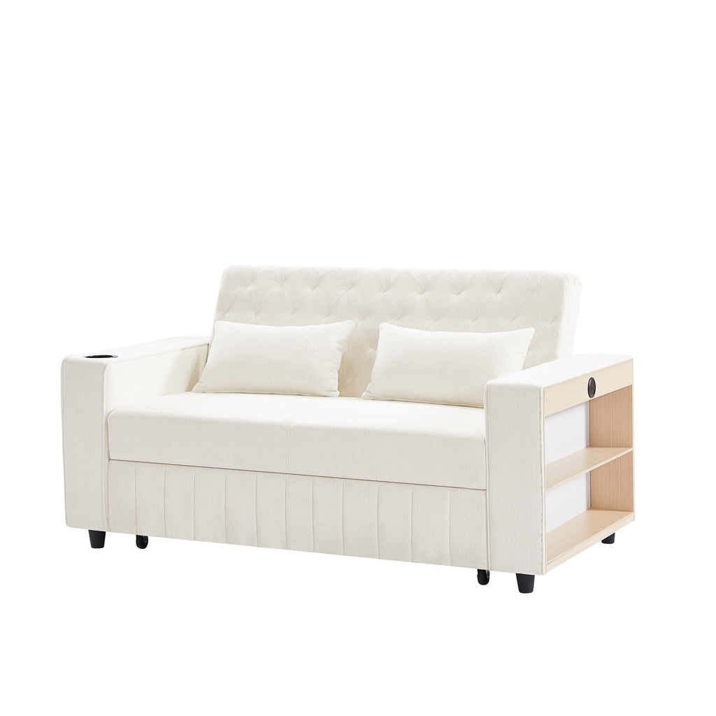 Pull-Out Sofa Bed Convertible Couch With Adjustable Backrest For Living Room