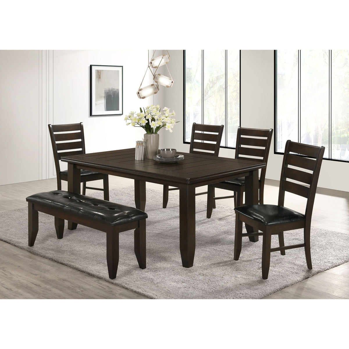 Tufted Upholstered Dining Bench - Brown