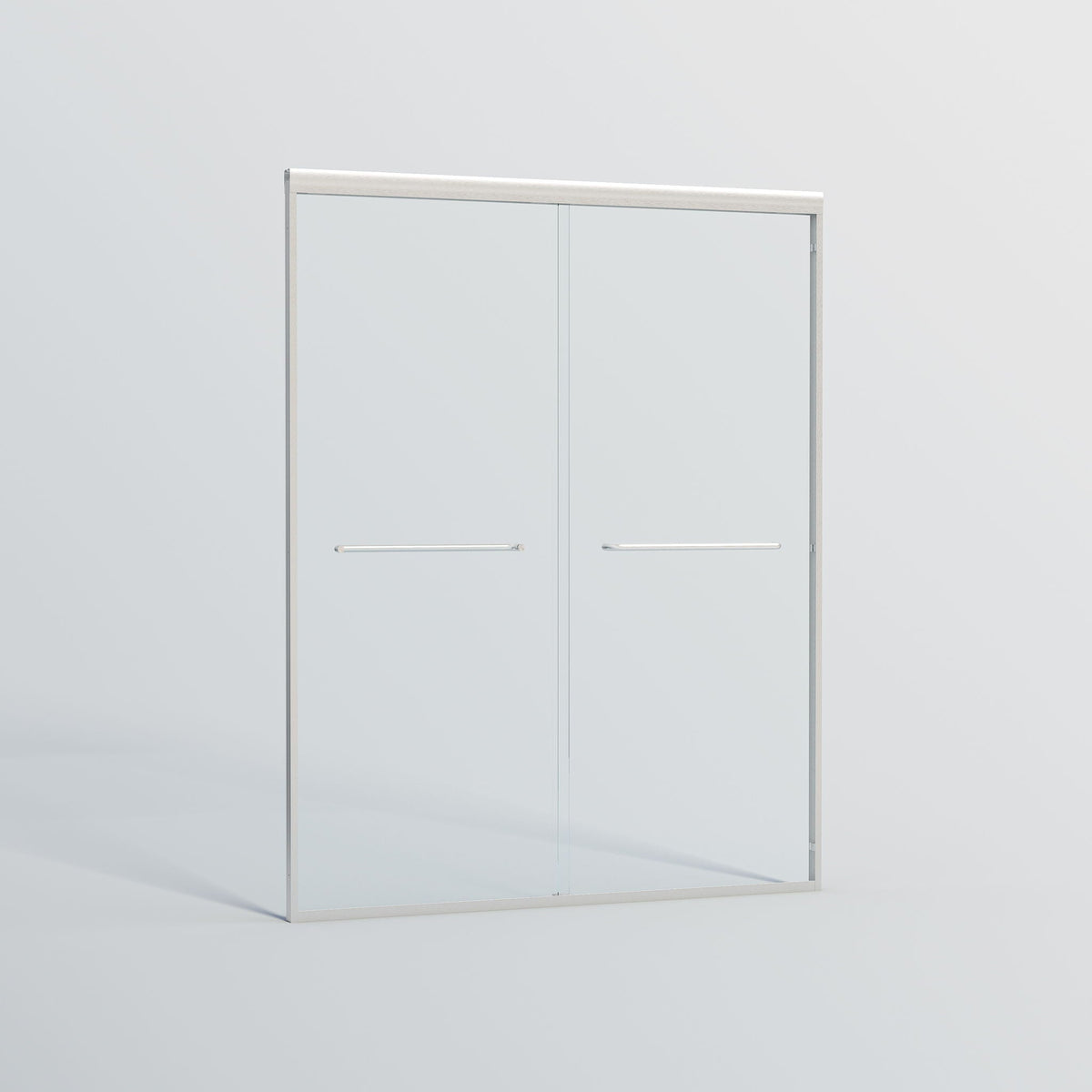 Double Sliding Shower Door, Semi-Frameless Bypass Bathroom Sliding Door With 1/4" (6 Mm) Tempered Glass For Walk-In Shower
