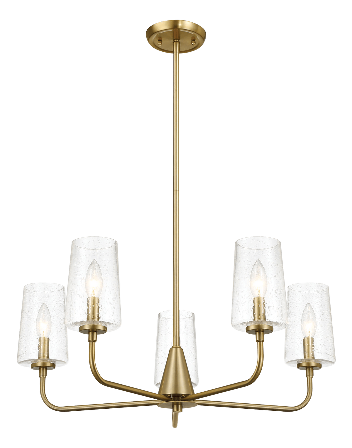 Dazzle Five Lights Chandelier With Clear Seeded Glass - Satin Brass