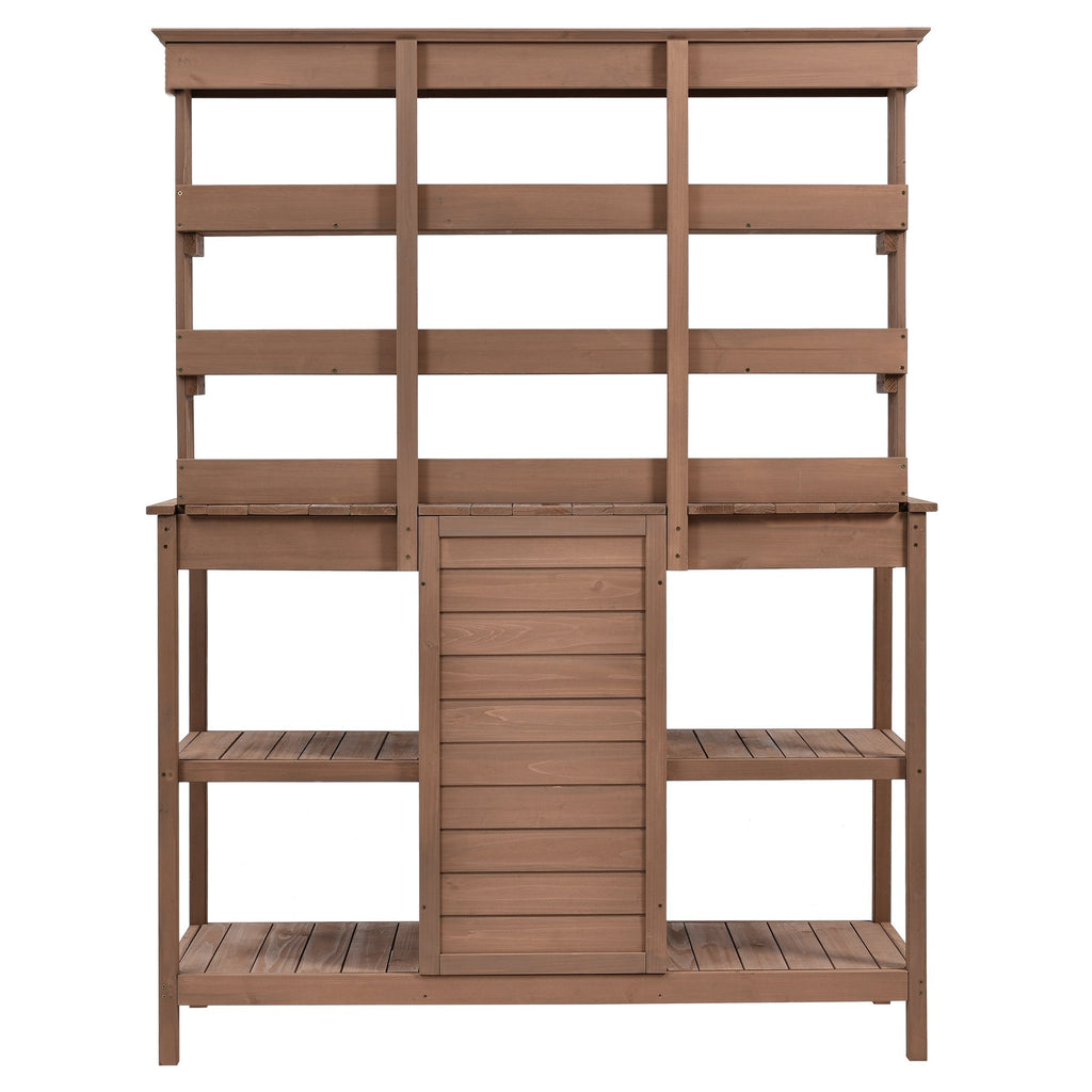 TOPMAX 66" Large Outdoor Farmhouse Wooden Potting Bench Table