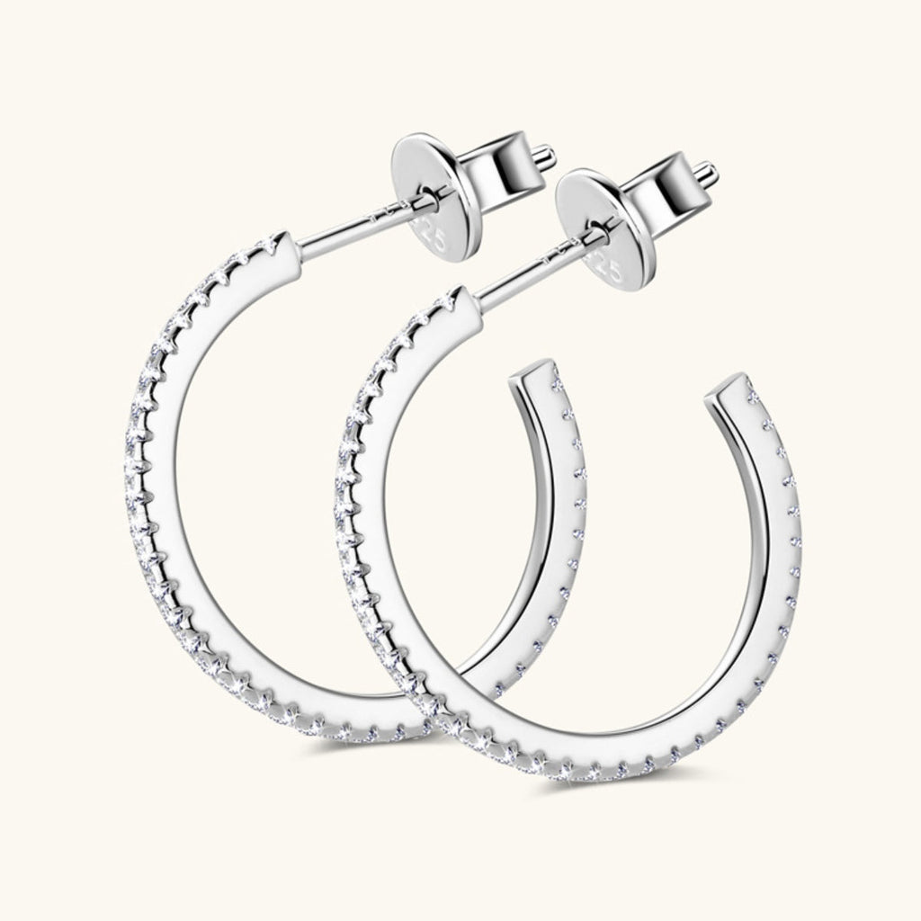 Inlaid Sparkala™ Pure Sterling Silver C-Hoop Earrings