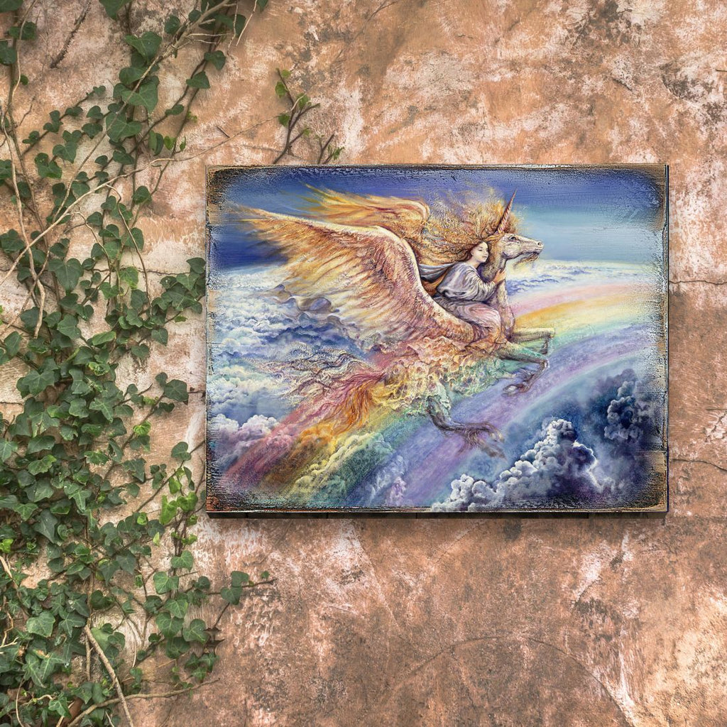Flight to Aquarius Fantasy Wooden Wall Art by Josephine Wall - Fantasy Decor - 852116-JW