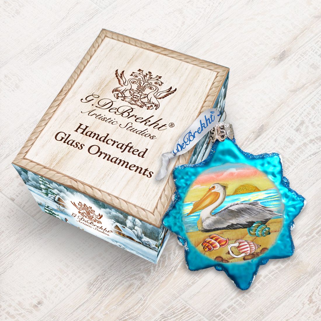 Pelican Star Mercury Glass Ornament by G. DeBrekht - Coastal Holiday Decor - 775478