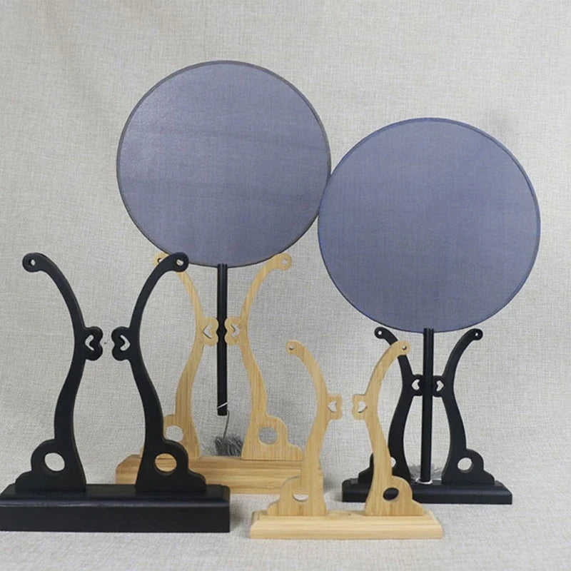 Chinese Bamboo Round Fan Display Holder for Home Decor