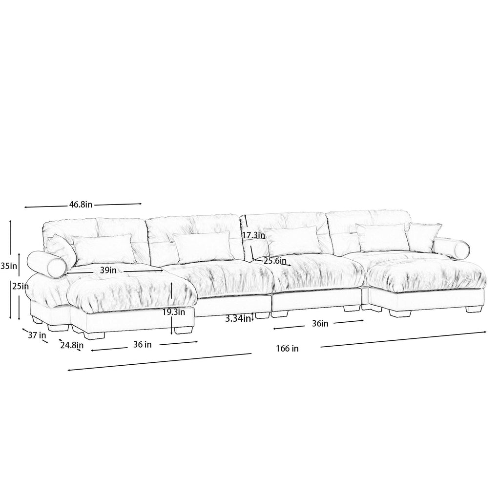 Super Comfort Oversized Modular Sectional Sofa With Movable Ottoman