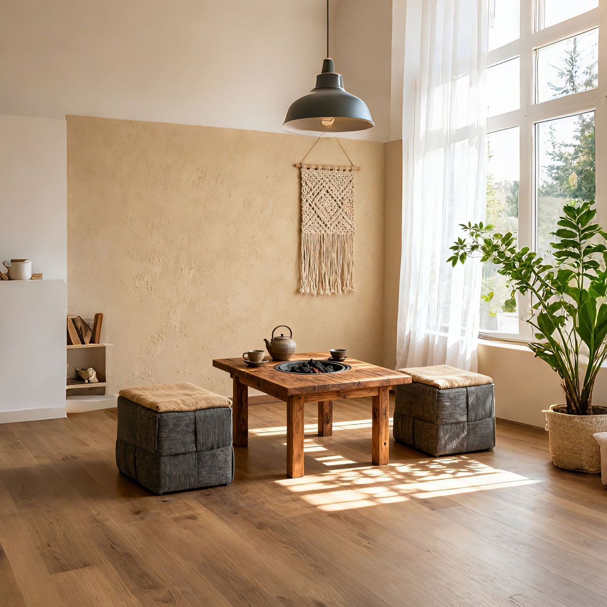 Modern Ottoman Foot Rest With Woven Design