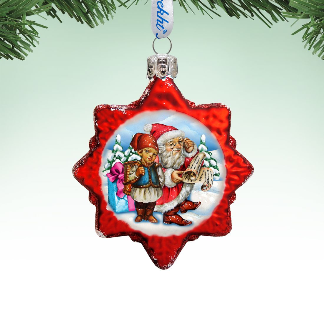 Christmas Tale Mercury Glass Ornament by G. DeBrekht - Christmas Santa Snowman Decor - 773018
